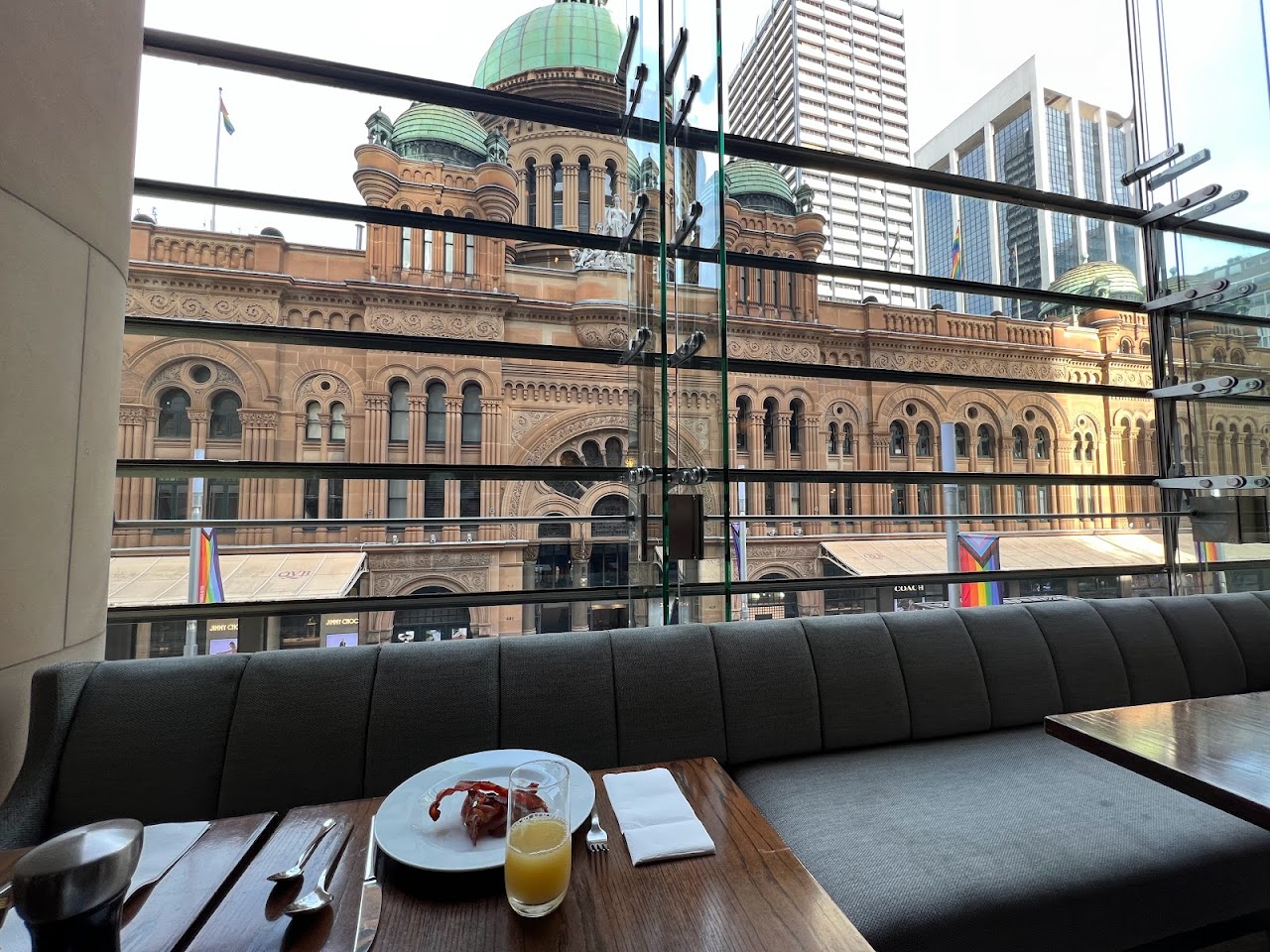 QVB view from a table at Glass Brasserie